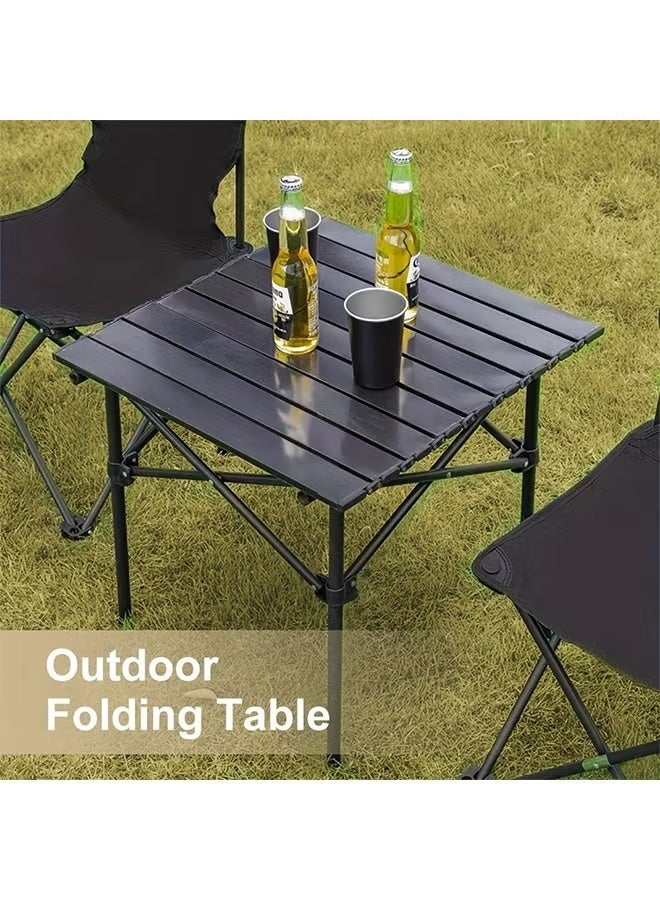 M-Smart 3-piece camping set | Portable Folding Camping Table with Carrying Bag Size 60x51x53cm, with 2 Folding Chairs with Metal Frame and Armrest - Black - Image 5